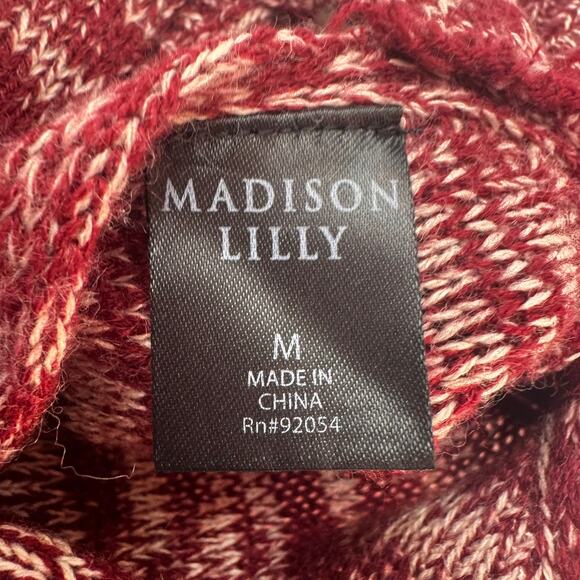 Madison Lilly Women’s Burgundy Heathered Crewneck Sweater Size M Crisscross Back - Picture 9 of 11